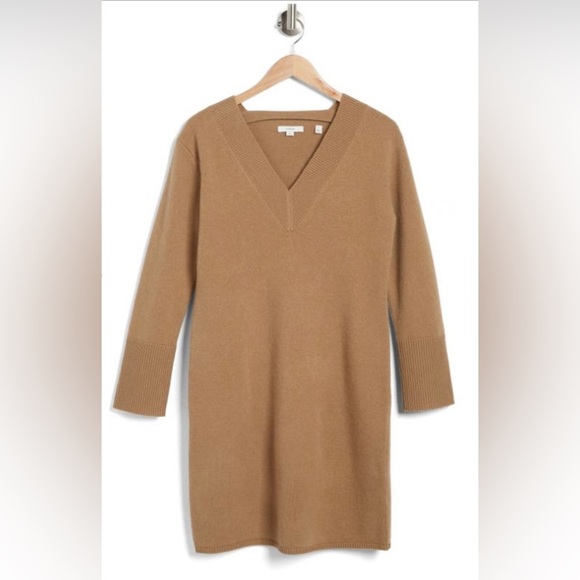 Vince Wool & Cashmere Sweater Dress Sand Shell Size XL NEW - Picture 4 of 14